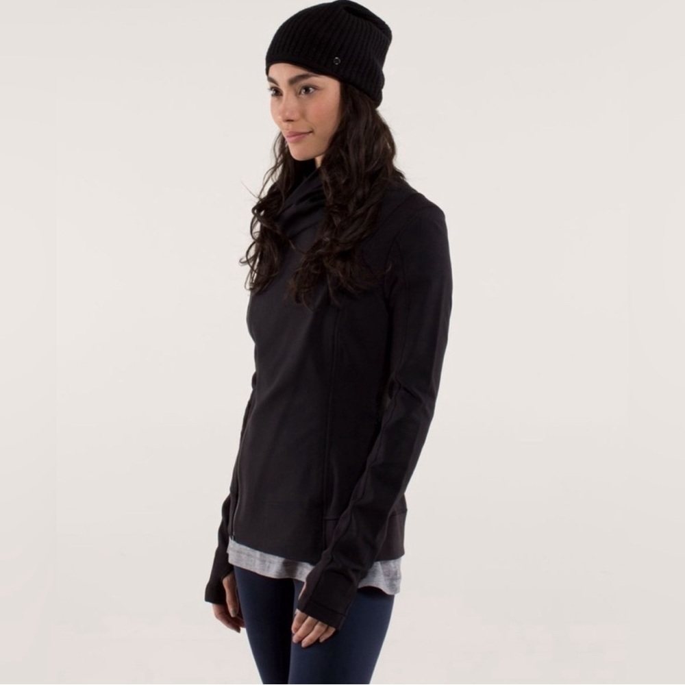 Lululemon Bhakti Yoga Jacket Black Side Zip Size 6 Double Zip w/Thumbholes